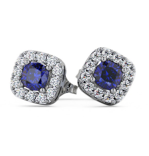  Halo Blue Sapphire and Diamond 1.12ct Earrings 18K White Gold - Turin GEMERG3_WG_BS_THUMB2 