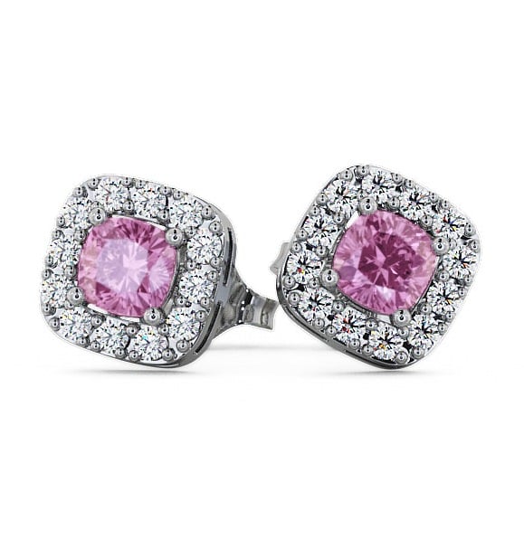  Halo Pink Sapphire and Diamond 1.12ct Earrings 18K White Gold - Turin GEMERG3_WG_PS_THUMB2 