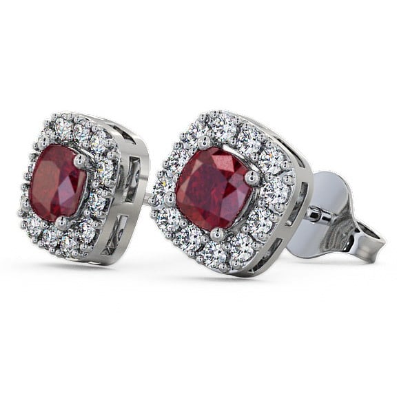  Halo Ruby and Diamond 1.12ct Earrings 18K White Gold - Turin GEMERG3_WG_RU_THUMB1 