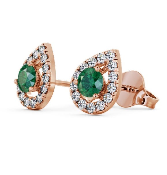 Halo Emerald and Diamond 0.82ct Earrings 9K Rose Gold - Voleta GEMERG4_RG_EM_THUMB1