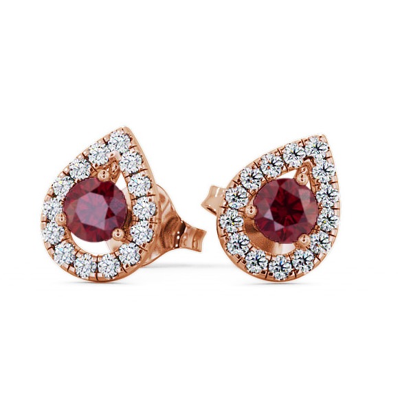  Halo Ruby and Diamond 0.96ct Earrings 9K Rose Gold - Voleta GEMERG4_RG_RU_THUMB2 