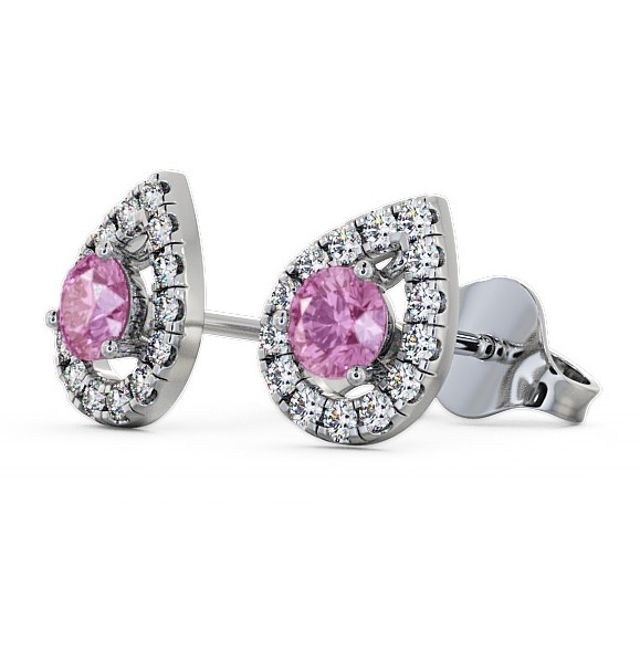  Halo Pink Sapphire and Diamond 0.96ct Earrings 9K White Gold - Voleta GEMERG4_WG_PS_THUMB1 