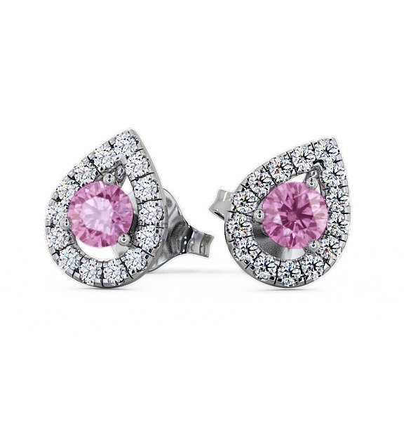  Halo Pink Sapphire and Diamond 0.96ct Earrings 9K White Gold - Voleta GEMERG4_WG_PS_THUMB2 