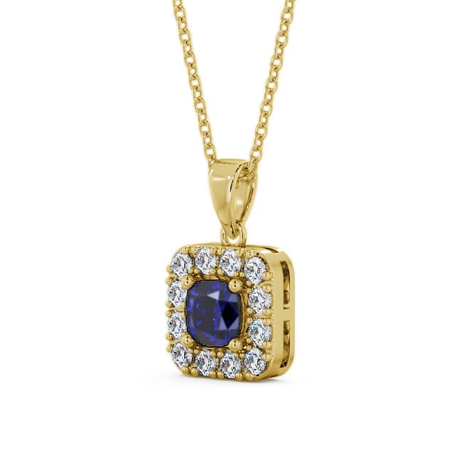 Halo Blue Sapphire and Diamond 1.90ct Pendant 9K Yellow Gold - Atley GEMPNT14_YG_BS_THUMB2
