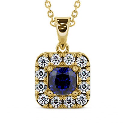  Halo Blue Sapphire and Diamond 1.90ct Pendant 18K Yellow Gold - Atley GEMPNT14_YG_BS_THUMB2 