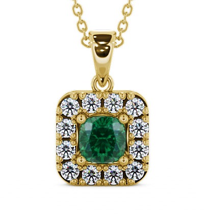  Halo Emerald and Diamond 1.60ct Pendant 18K Yellow Gold - Atley GEMPNT14_YG_EM_THUMB2 
