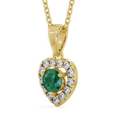  Halo Emerald and Diamond 0.73ct Pendant 18K Yellow Gold - Arletta GEMPNT2_YG_EM_THUMB1 