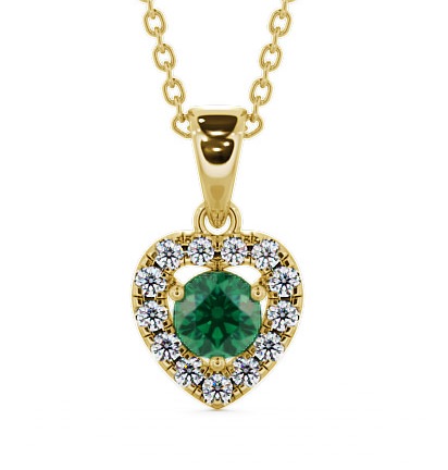  Halo Emerald and Diamond 0.73ct Pendant 18K Yellow Gold - Arletta GEMPNT2_YG_EM_THUMB2 