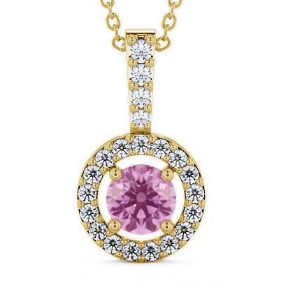  Halo Pink Sapphire and Diamond 1.50ct Pendant 18K Yellow Gold - Celia GEMPNT3_YG_PS_THUMB2 