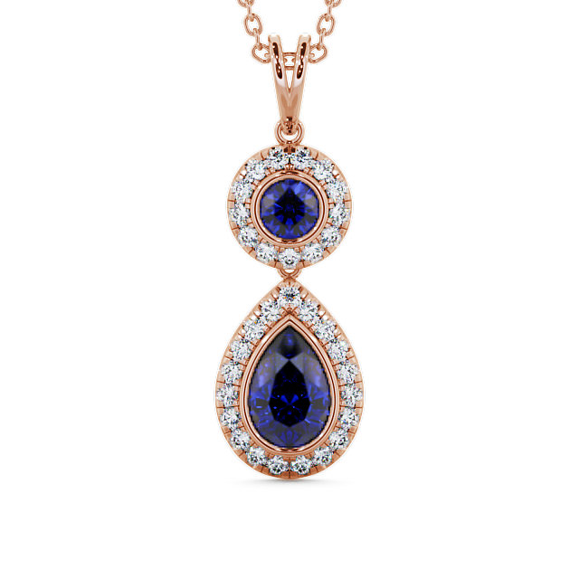 Drop Style Blue Sapphire and Diamond 1.82ct Pendant 18K Rose Gold - Seren GEMPNT4_RG_BS_THUMB2