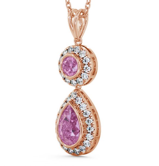 Drop Style Pink Sapphire and Diamond 1.82ct Pendant 9K Rose Gold - Seren GEMPNT4_RG_PS_THUMB1