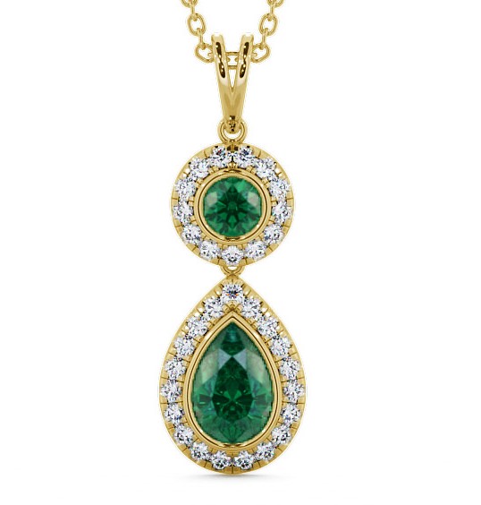  Drop Style Emerald and Diamond 1.60ct Pendant 18K Yellow Gold - Seren GEMPNT4_YG_EM_THUMB2 