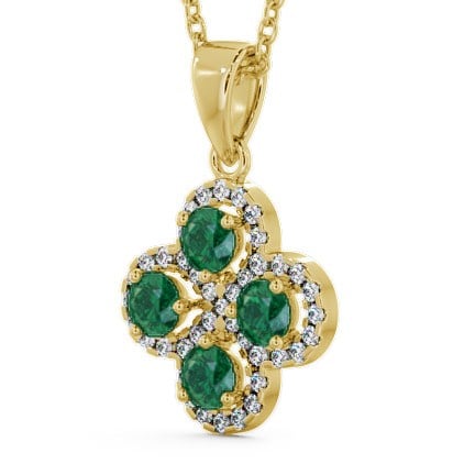  Cluster Emerald and Diamond 0.93ct Pendant 18K Yellow Gold - Valerie GEMPNT5_YG_EM_THUMB1 