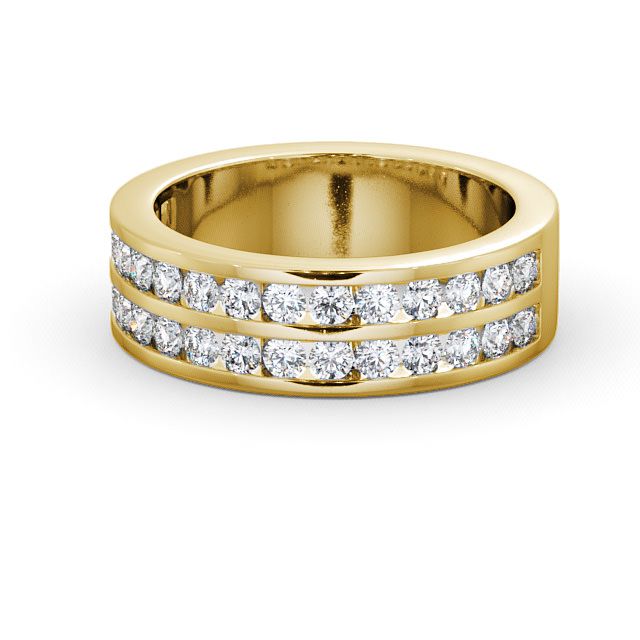 Half Eternity Round Diamond Double Channel Ring 18K Yellow Gold - Chelford HE11_YG_FLAT