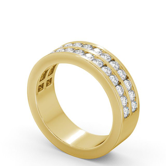 Half Eternity Round Diamond Double Channel Ring 18K Yellow Gold - Chelford HE11_YG_SIDE