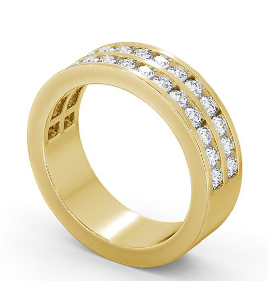 Half Eternity Round Diamond Double Channel Ring 18K Yellow Gold - Chelford HE11_YG_THUMB1