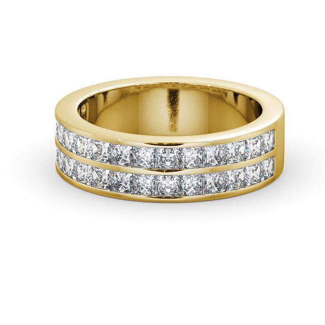 Half Eternity Princess Diamond Double Channel Ring 18K Yellow Gold - Darley HE12_YG_FLAT