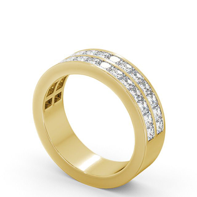 Half Eternity Princess Diamond Double Channel Ring 18K Yellow Gold - Darley HE12_YG_SIDE