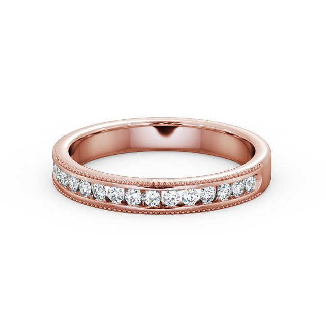 Vintage Half Eternity Round Diamond Ring 18K Rose Gold - Miriam HE33_RG_FLAT