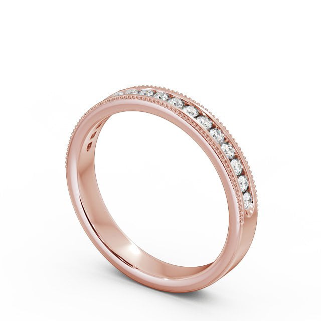 Vintage Half Eternity Round Diamond Ring 18K Rose Gold - Miriam HE33_RG_SIDE