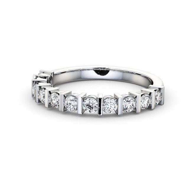 Half Eternity Round Diamond Ring 18K White Gold - Hayles HE4_WG_FLAT