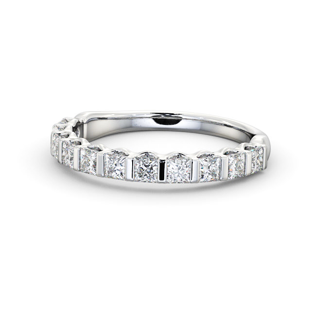 Half Eternity Princess Diamond Ring 18K White Gold - Dalhally HE68_WG_FLAT