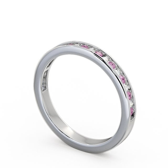 Half Eternity Pink Sapphire and Diamond 0.32ct Ring 9K White Gold - Primrose HE6GEM_WG_PS_SIDE