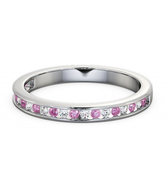  Half Eternity Pink Sapphire and Diamond 0.32ct Ring Palladium - Primrose HE6GEM_WG_PS_THUMB2 