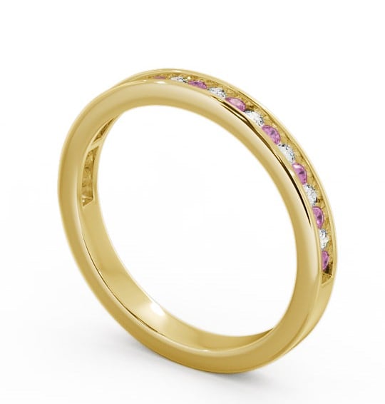 Half Eternity Pink Sapphire and Diamond 0.32ct Ring 9K Yellow Gold - Primrose HE6GEM_YG_PS_THUMB1
