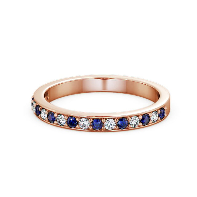 Half Eternity Blue Sapphire and Diamond 0.34ct Ring 18K Rose Gold - Merrion HE8GEM_RG_BS_FLAT