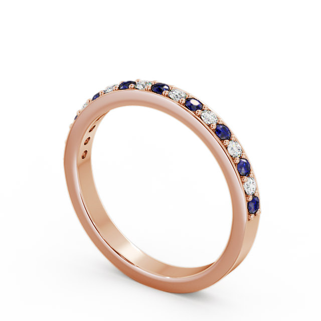 Half Eternity Blue Sapphire and Diamond 0.34ct Ring 18K Rose Gold - Merrion HE8GEM_RG_BS_SIDE