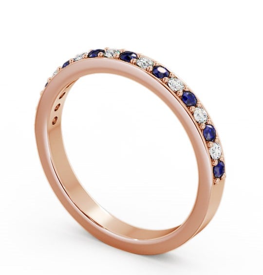 Half Eternity Blue Sapphire and Diamond 0.34ct Ring 9K Rose Gold - Merrion HE8GEM_RG_BS_THUMB1