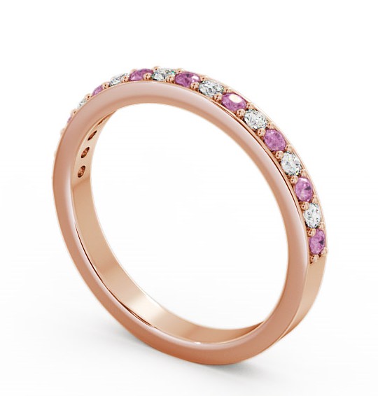  Half Eternity Pink Sapphire and Diamond 0.34ct Ring 9K Rose Gold - Merrion HE8GEM_RG_PS_THUMB1 