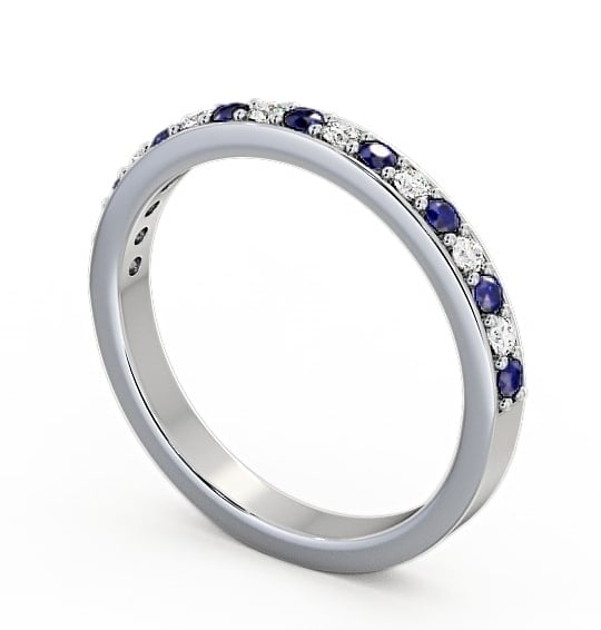 Half Eternity Blue Sapphire and Diamond 0.34ct Ring 18K White Gold - Merrion HE8GEM_WG_BS_THUMB1