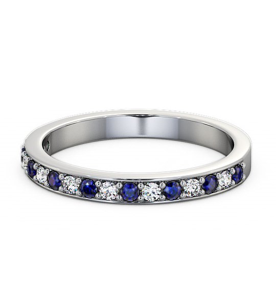  Half Eternity Blue Sapphire and Diamond 0.34ct Ring Palladium - Merrion HE8GEM_WG_BS_THUMB2 