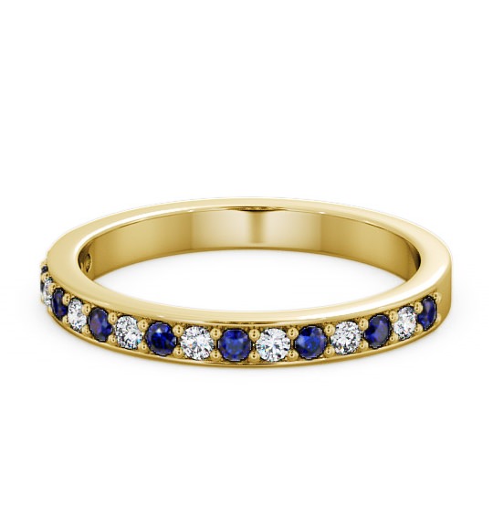  Half Eternity Blue Sapphire and Diamond 0.34ct Ring 9K Yellow Gold - Merrion HE8GEM_YG_BS_THUMB2 