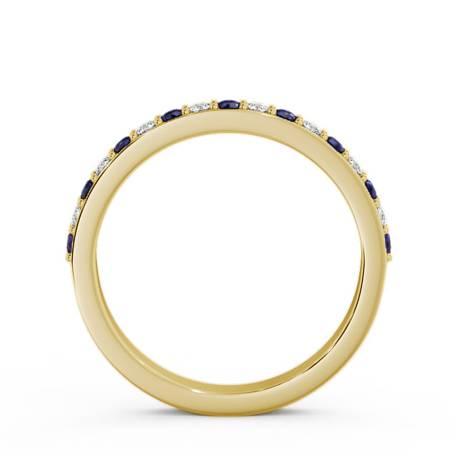 Half Eternity Blue Sapphire and Diamond 0.34ct Ring 9K Yellow Gold - Merrion HE8GEM_YG_BS_UP