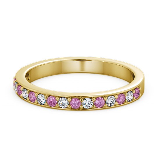  Half Eternity Pink Sapphire and Diamond 0.34ct Ring 9K Yellow Gold - Merrion HE8GEM_YG_PS_THUMB2 