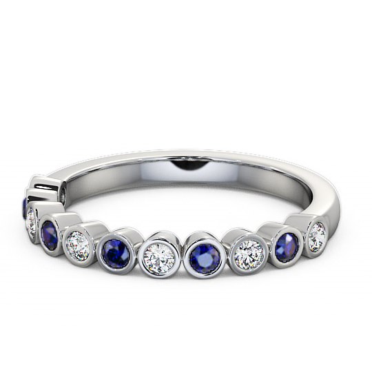  Half Eternity Blue Sapphire and Diamond 0.43ct Ring 18K White Gold - Leybury HE9GEM_WG_BS_THUMB2 