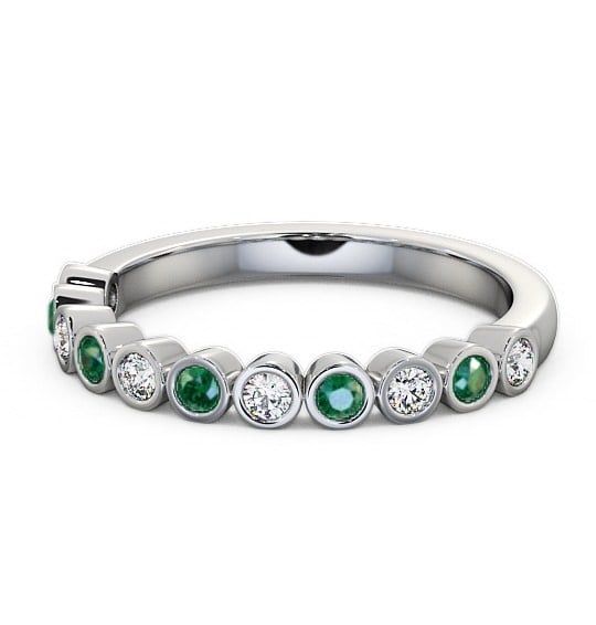  Half Eternity Emerald and Diamond 0.38ct Ring 9K White Gold - Leybury HE9GEM_WG_EM_THUMB2 