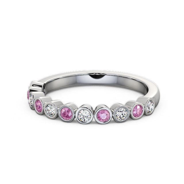 Half Eternity Pink Sapphire and Diamond 0.43ct Ring Platinum - Leybury HE9GEM_WG_PS_FLAT