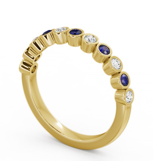  Half Eternity Blue Sapphire and Diamond 0.43ct Ring 9K Yellow Gold - Leybury HE9GEM_YG_BS_THUMB1 