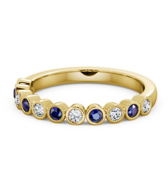  Half Eternity Blue Sapphire and Diamond 0.43ct Ring 9K Yellow Gold - Leybury HE9GEM_YG_BS_THUMB2 