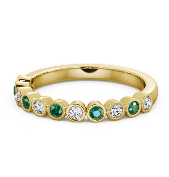  Half Eternity Emerald and Diamond 0.38ct Ring 9K Yellow Gold - Leybury HE9GEM_YG_EM_THUMB2 