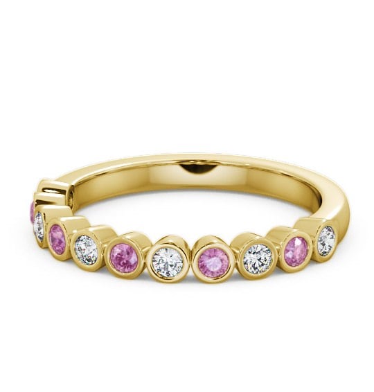  Half Eternity Pink Sapphire and Diamond 0.43ct Ring 9K Yellow Gold - Leybury HE9GEM_YG_PS_THUMB2 