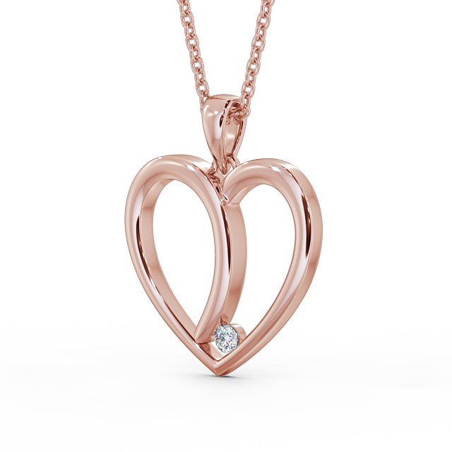 Heart Shaped Diamond Pendant 18K Rose Gold - Reyna PNT100_RG_SIDE