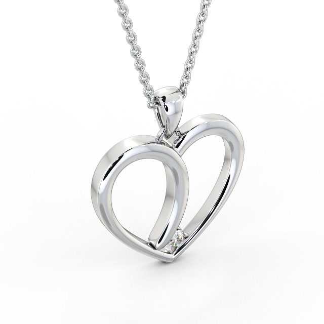 Heart Shaped Diamond Pendant 18K White Gold - Reyna PNT100_WG_FLAT