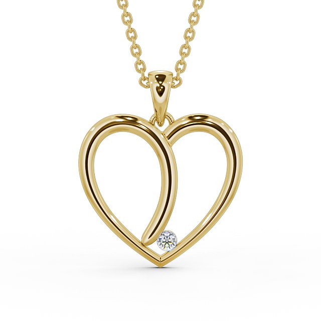 Heart Shaped Diamond Pendant 9K Yellow Gold - Reyna PNT100_YG_UP