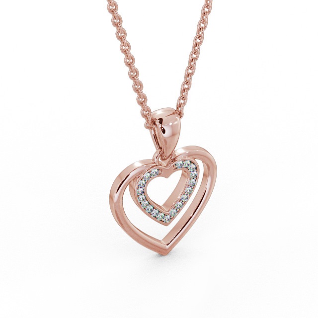 Heart Shaped Diamond Pendant 18K Rose Gold - Morena PNT102_RG_FLAT