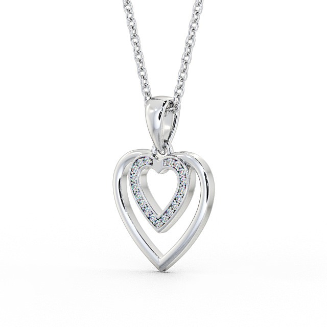 Heart Shaped Diamond Pendant 18K White Gold - Morena PNT102_WG_SIDE